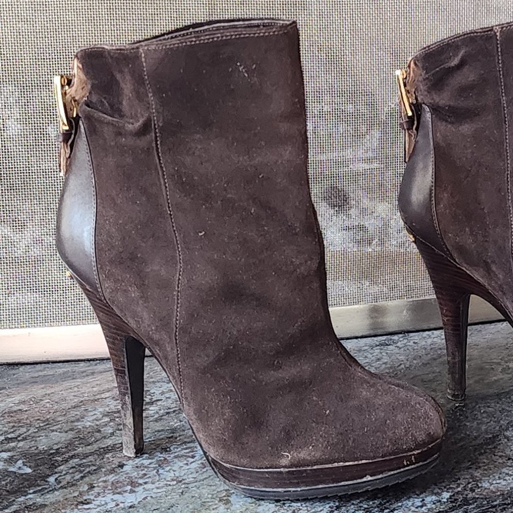 Michael Kors Brown Suede High Heeled Ankle Booties Size 8M - Picture 7 of 15